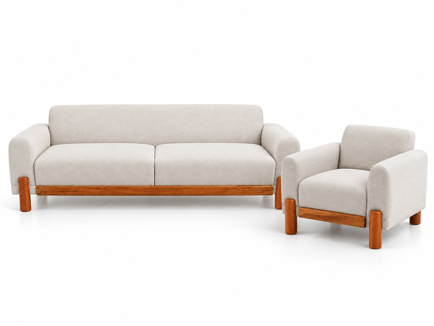 Modelo Sofá claro con madera · Ref. 22, Juegos de sala